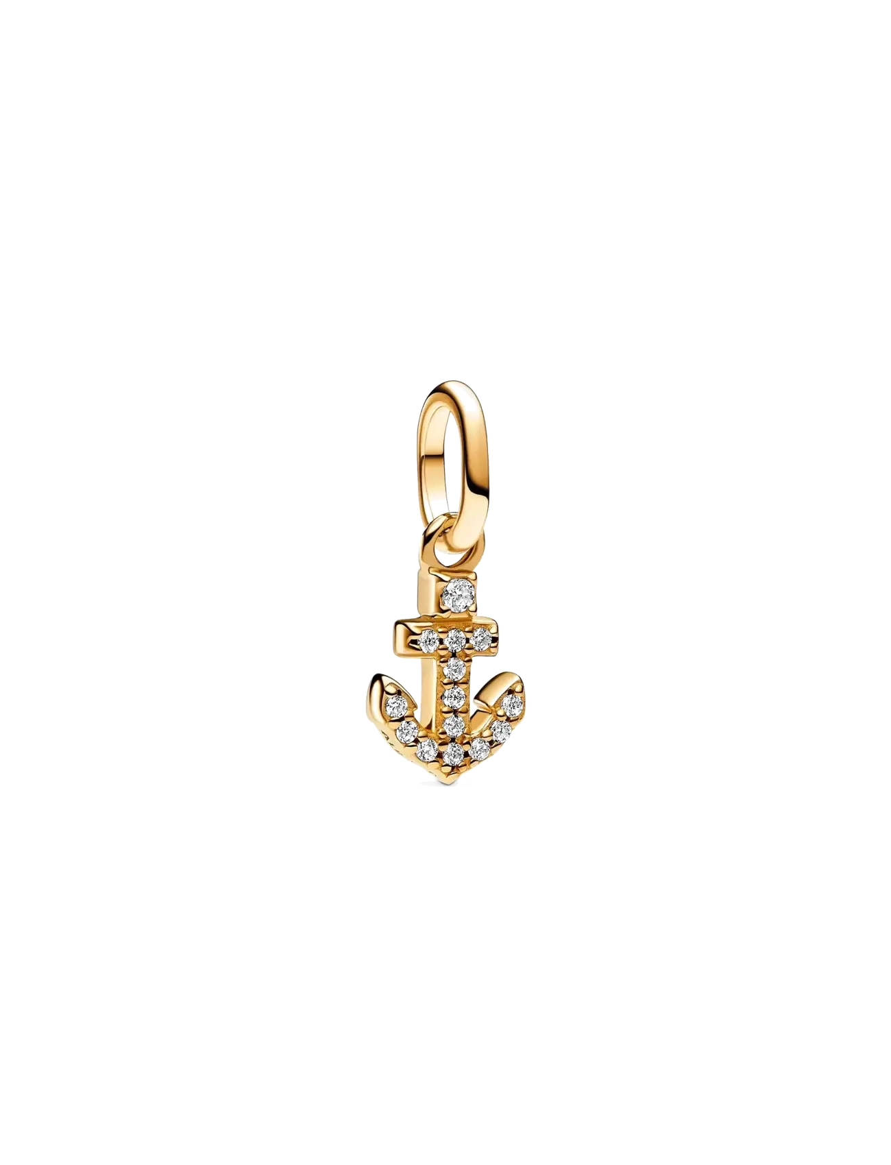 Pandora Anchor 14k gold-plated mini dangle with clear cubic zirconia - Charms - CLEAR / undefined