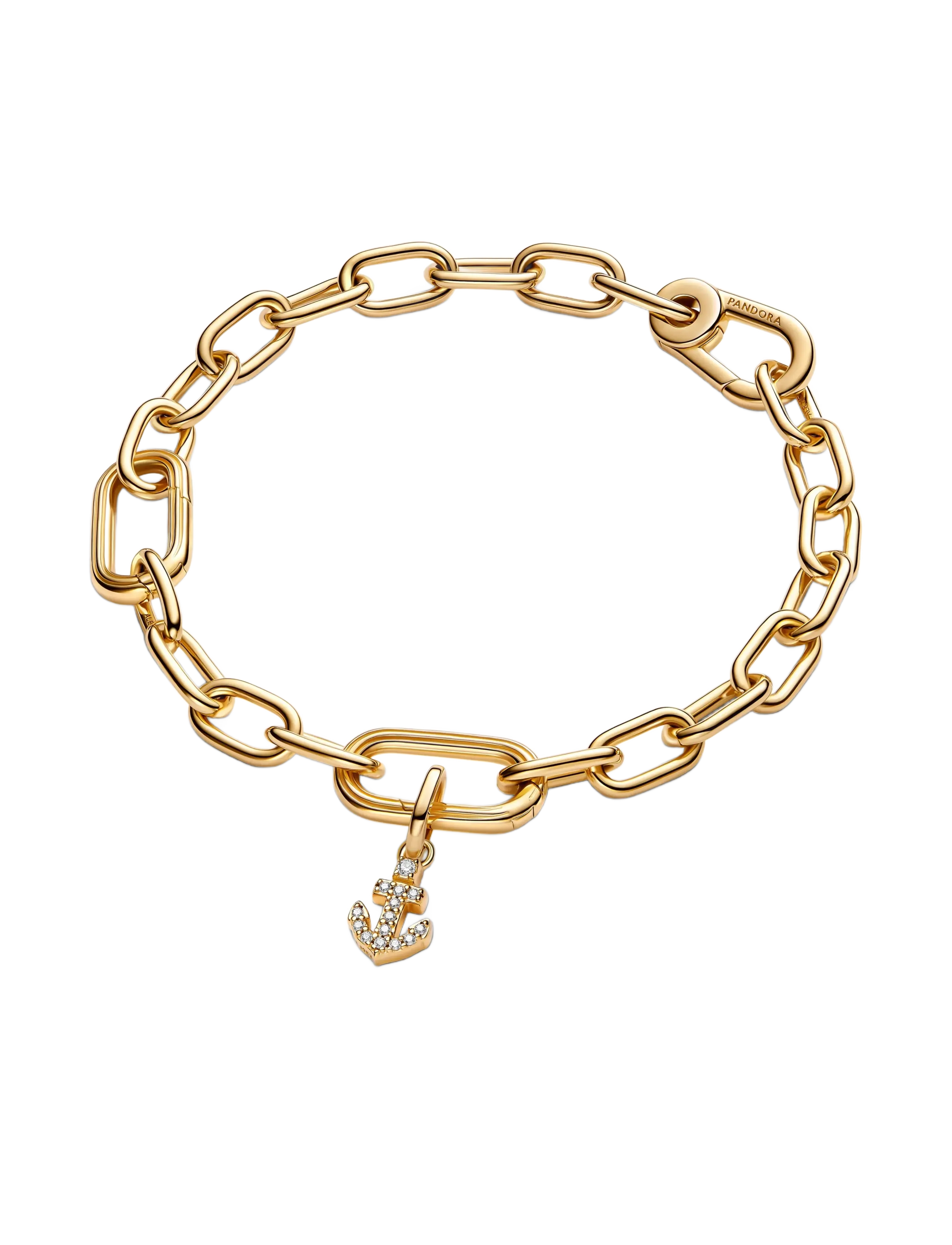 Pandora - Anchor 14k gold-plated mini dangle with clear cubic zirconia - hengiskraut - clear - 3