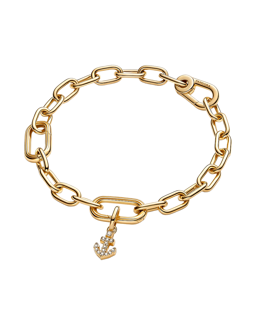 Pandora - Anchor 14k gold-plated mini dangle with clear cubic zirconia - hengiskraut - clear - 3