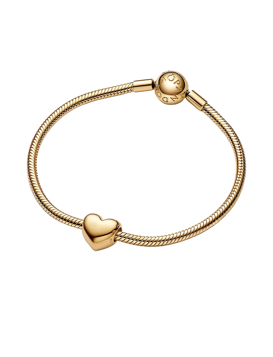 Pandora - Engravable medium heart 14k gold-plated charm - hängen & berlocker - no color - 2