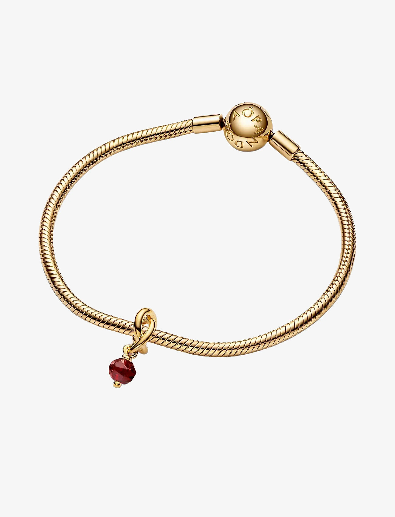 Pandora - 14k Gold-plated dangle with salsa red crystal - vedhæng - red - 2