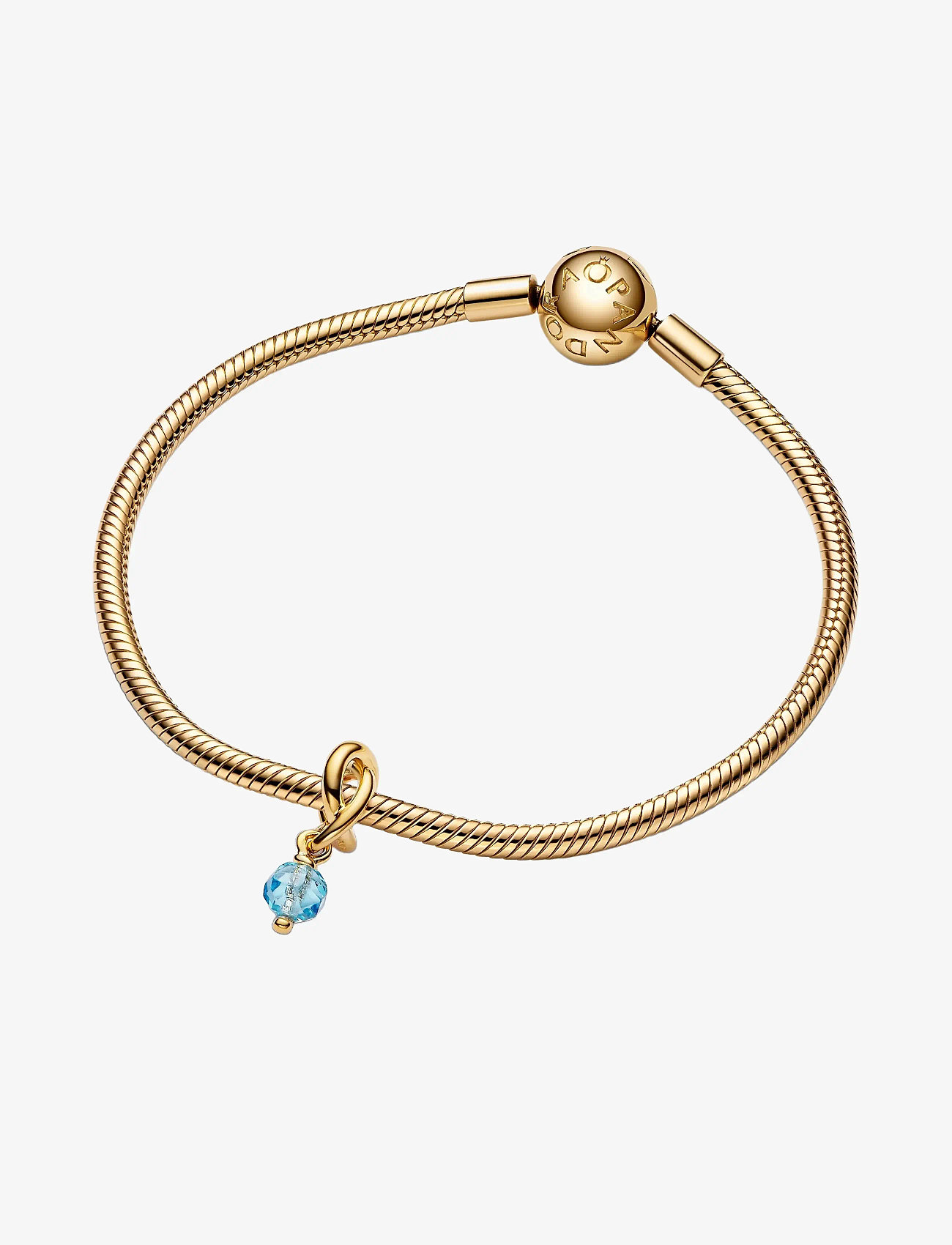 Pandora - 14k Gold-plated dangle with sea aqua blue crystal - hängen & berlocker - light blue - 2