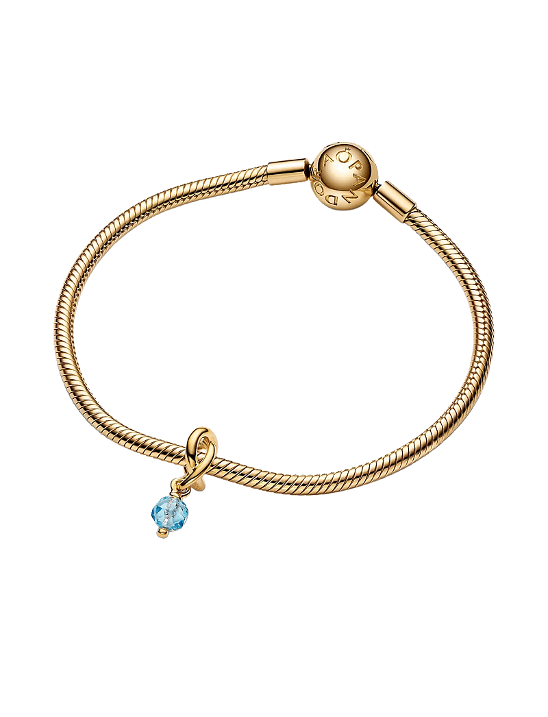 Pandora - 14k Gold-plated dangle with sea aqua blue crystal - hängen & berlocker - light blue - 2