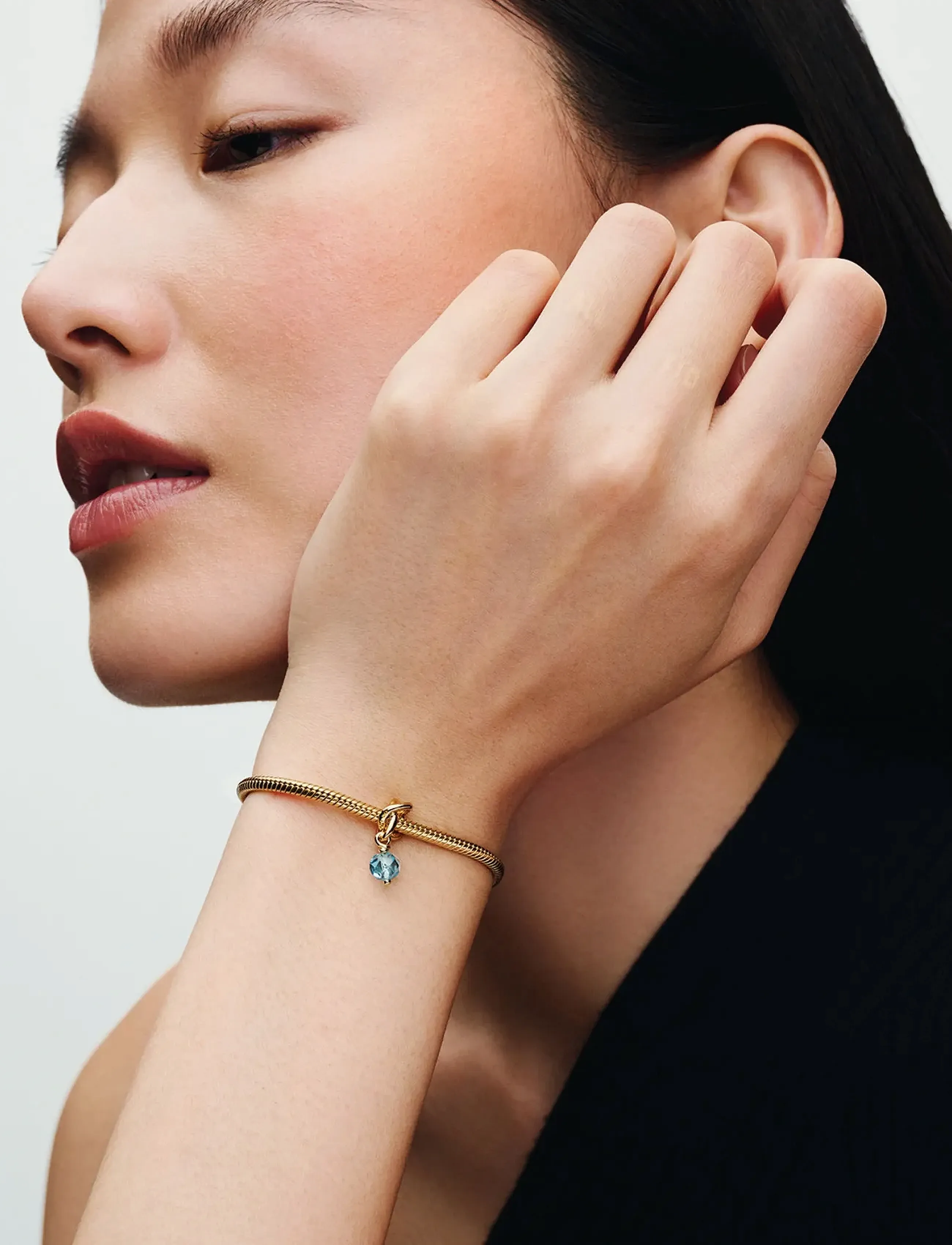 14K Gold-Plated Dangle With Sea Aqua Blue Crystal