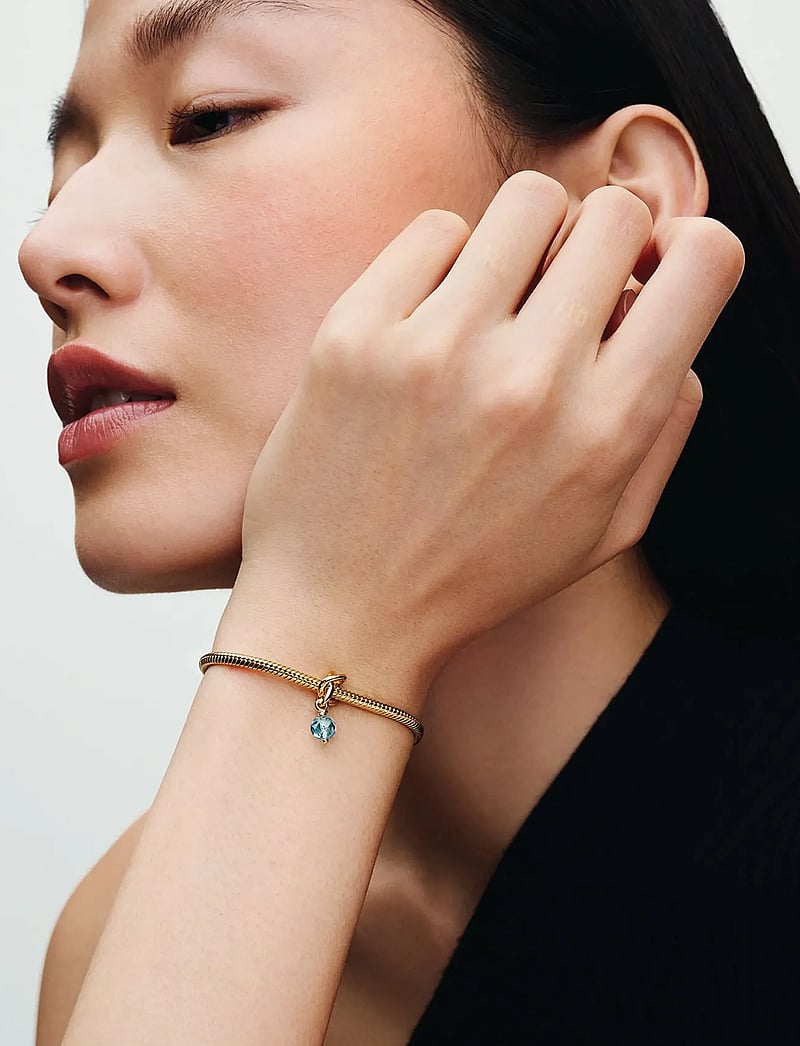 Pandora - 14k Gold-plated dangle with sea aqua blue crystal - hängen & berlocker - light blue - 0