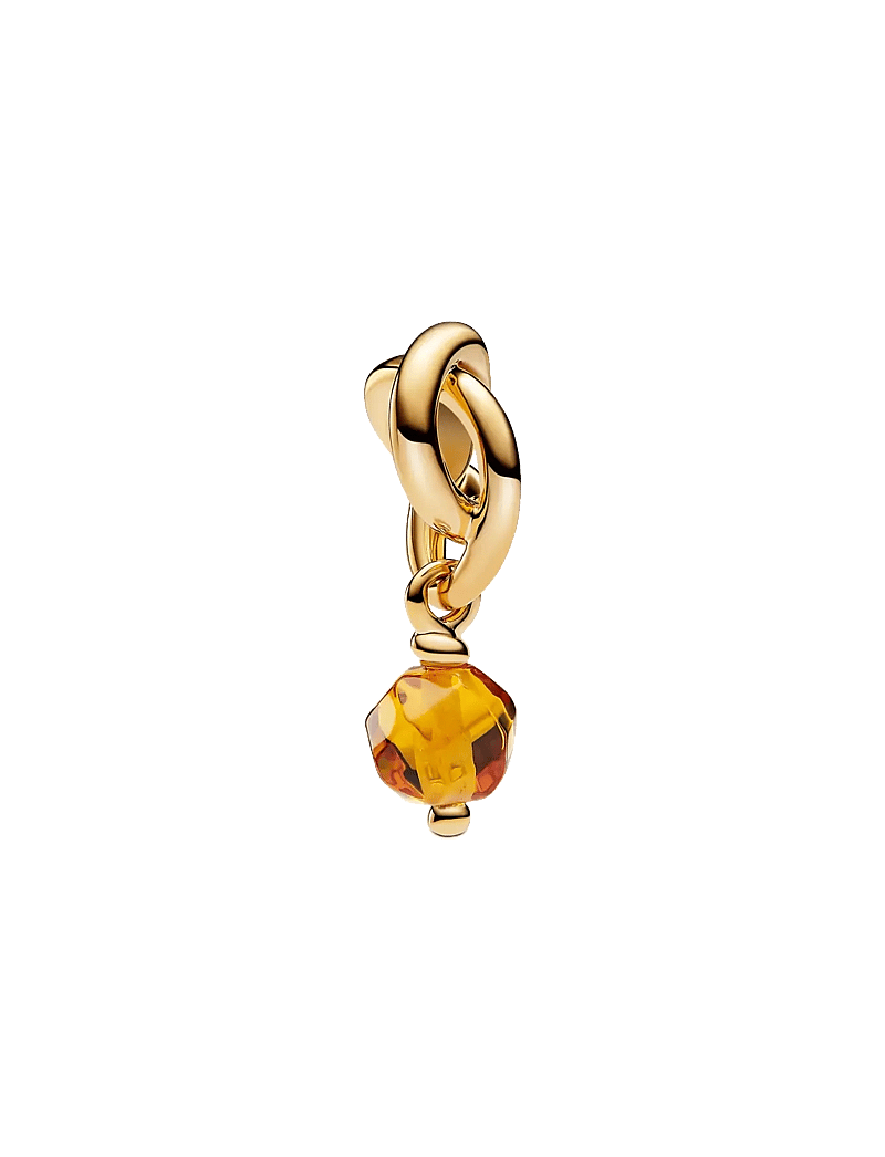 Pandora - 14k Gold-plated dangle with honey coloured crystal - pendants - orange - 1