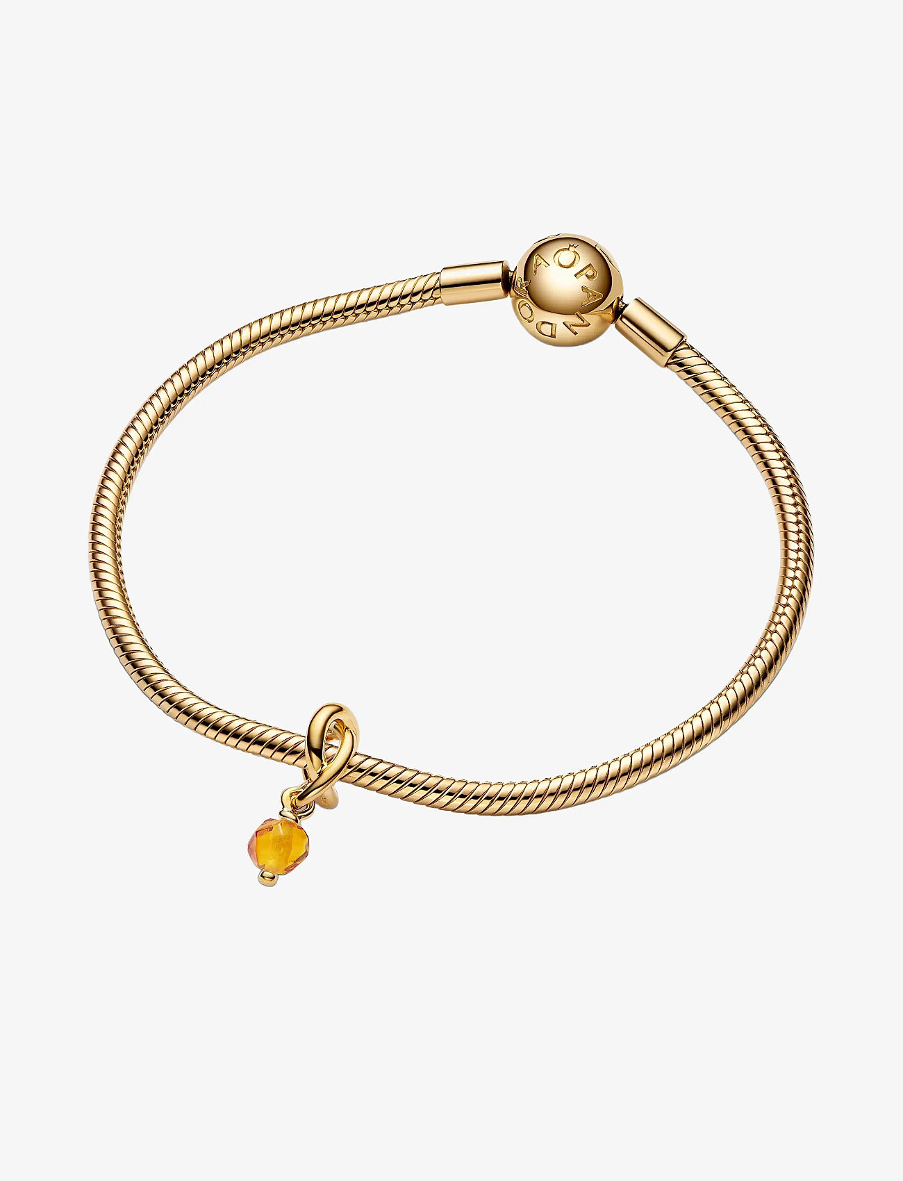 Pandora - 14k Gold-plated dangle with honey coloured crystal - pendants - orange - 2