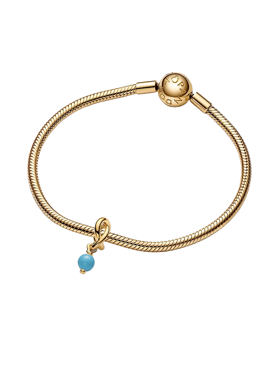 Pandora - Turquoise Blue Eternity Circle Dangle Charm - anheng - turquoise - 2