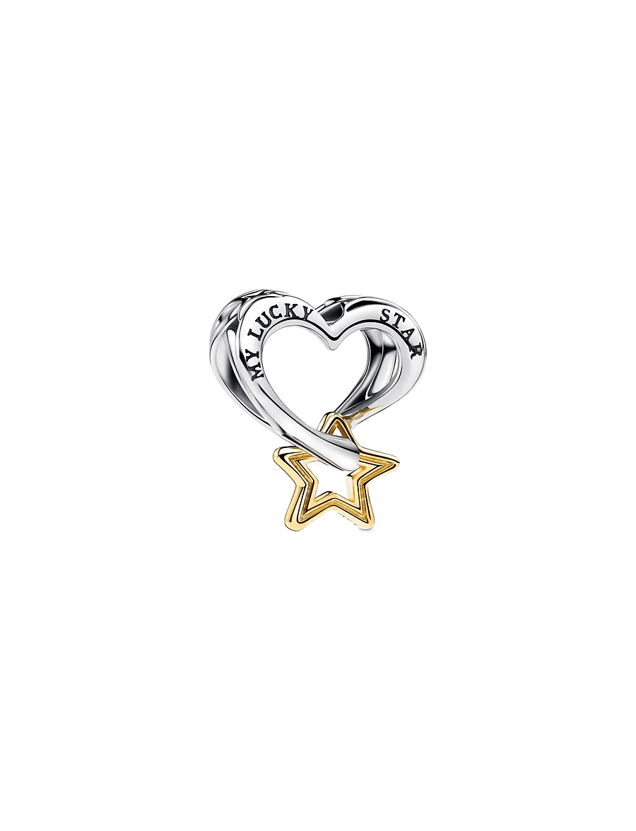 Pandora - Heart and star sterling silver and 14k gold-plated charm - pendentifs - no color - 1