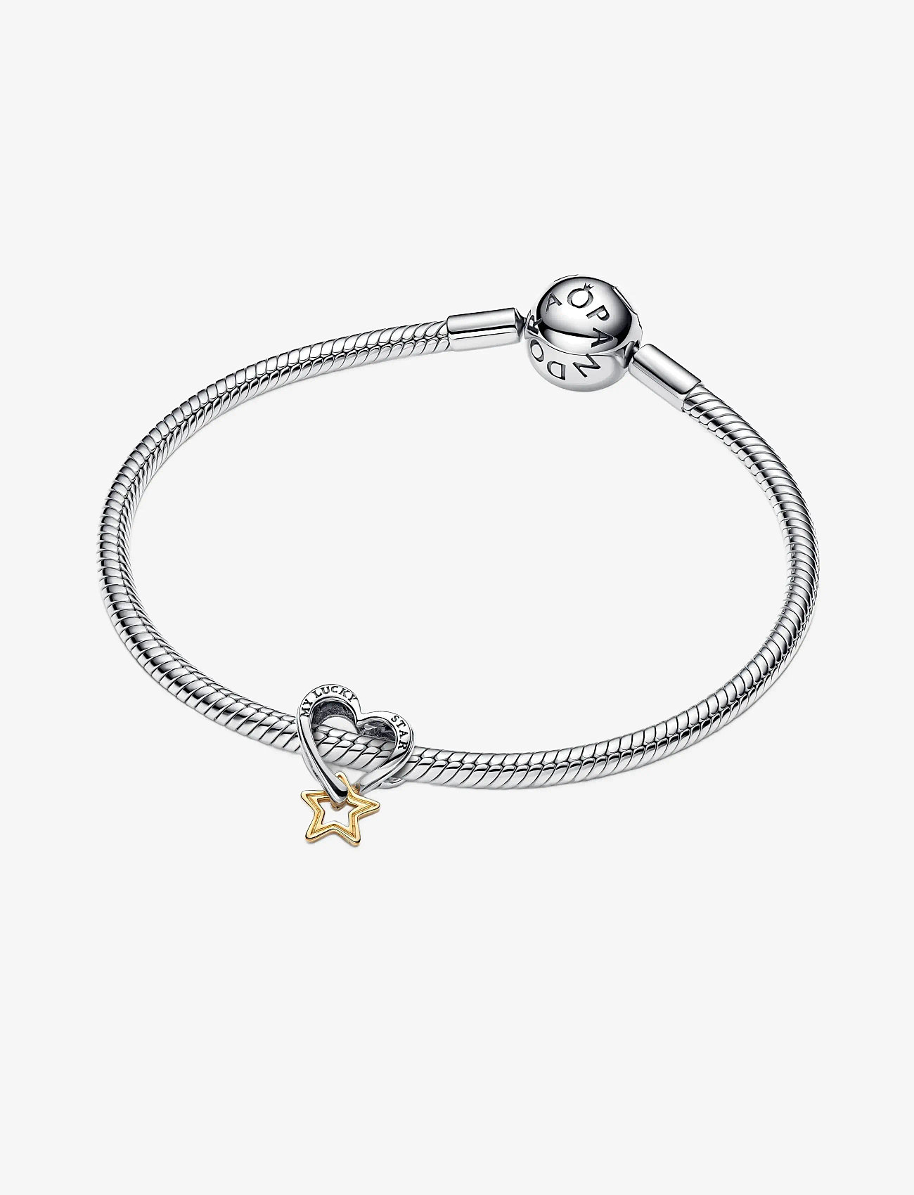 Pandora - Heart and star sterling silver and 14k gold-plated charm - hängen & berlocker - no color - 2