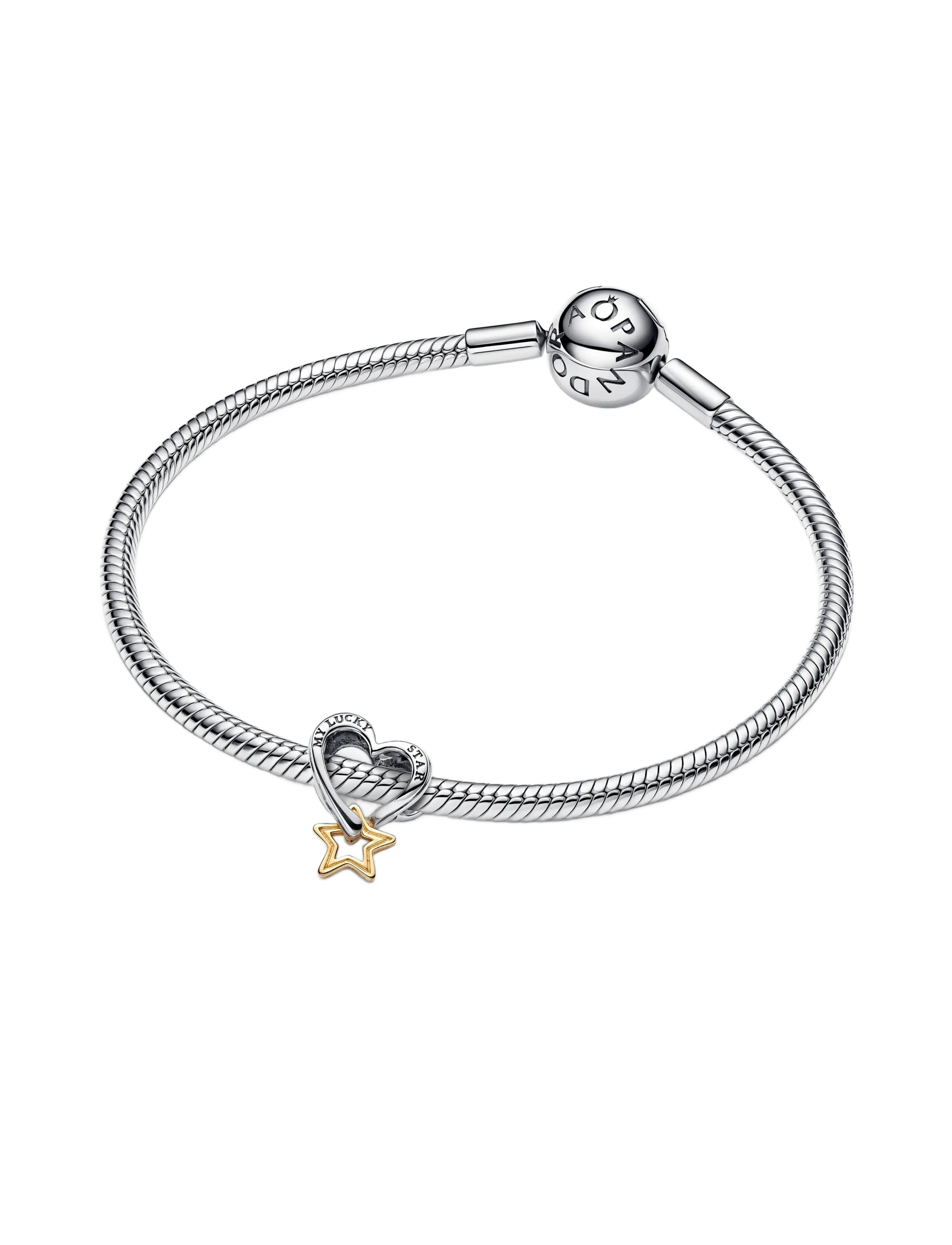 Pandora - Heart and star sterling silver and 14k gold-plated charm - pendentifs - no color - 2