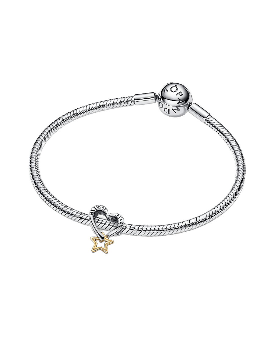 Pandora - Heart and star sterling silver and 14k gold-plated charm - pendentifs - no color - 2