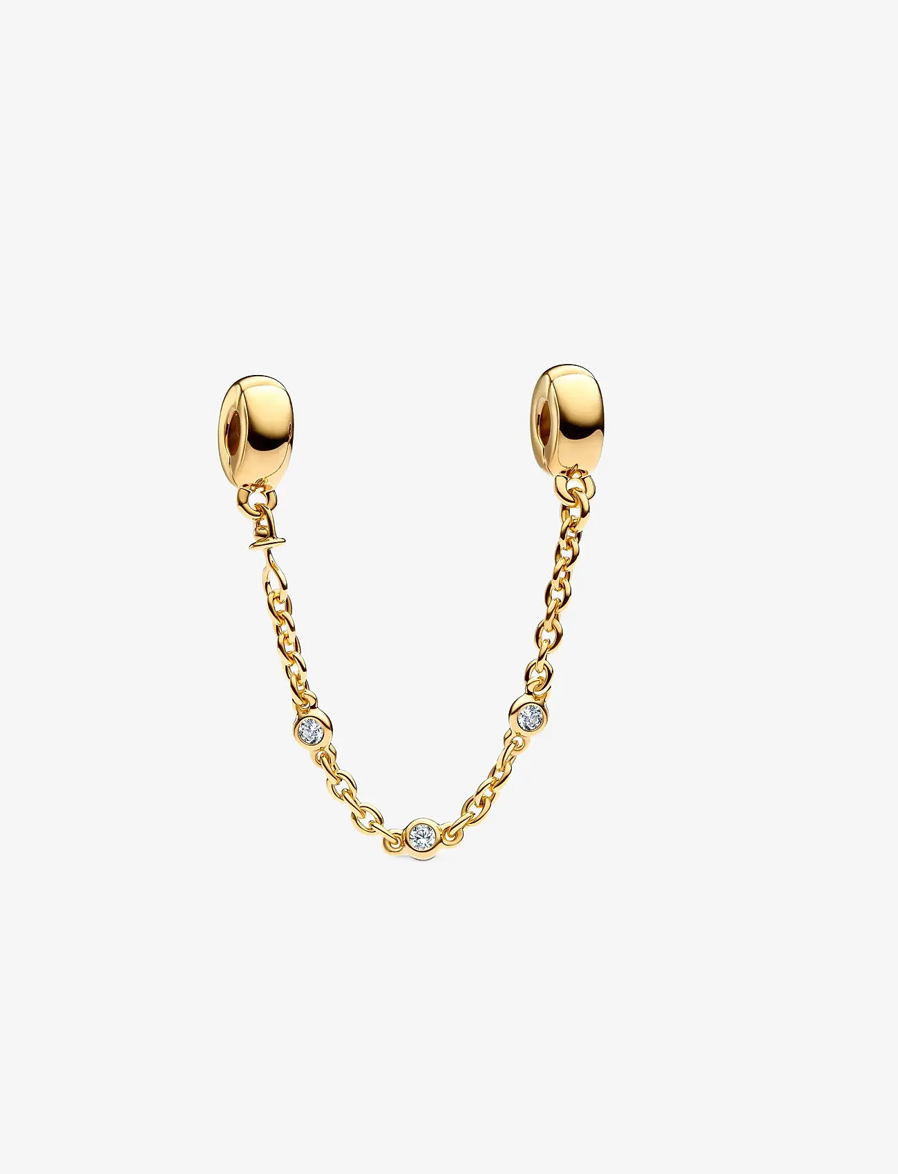 Pandora 14k Gold-plated Safety Chain Clip With Clear Cubic