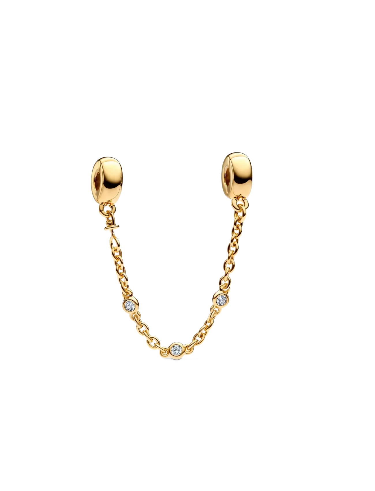 Pandora 14k Gold-plated safety chain clip with clear cubic zirconia and silicone -  - NO COLOR / undefined