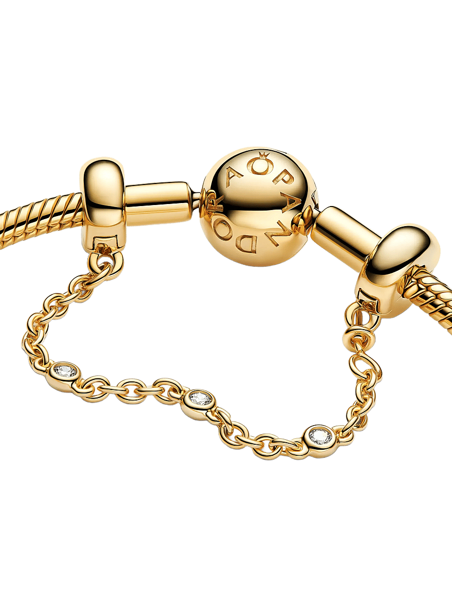 Pandora - 14k Gold-plated safety chain clip with clear cubic zirconia and silicone - anhänger - no color - 2
