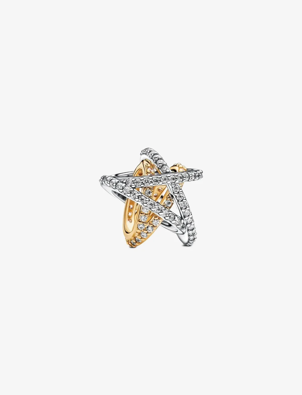 Pandora - Star sterling silver and 14k gold-plated charm with clear cubic zirconia - pendentifs - clear - 1