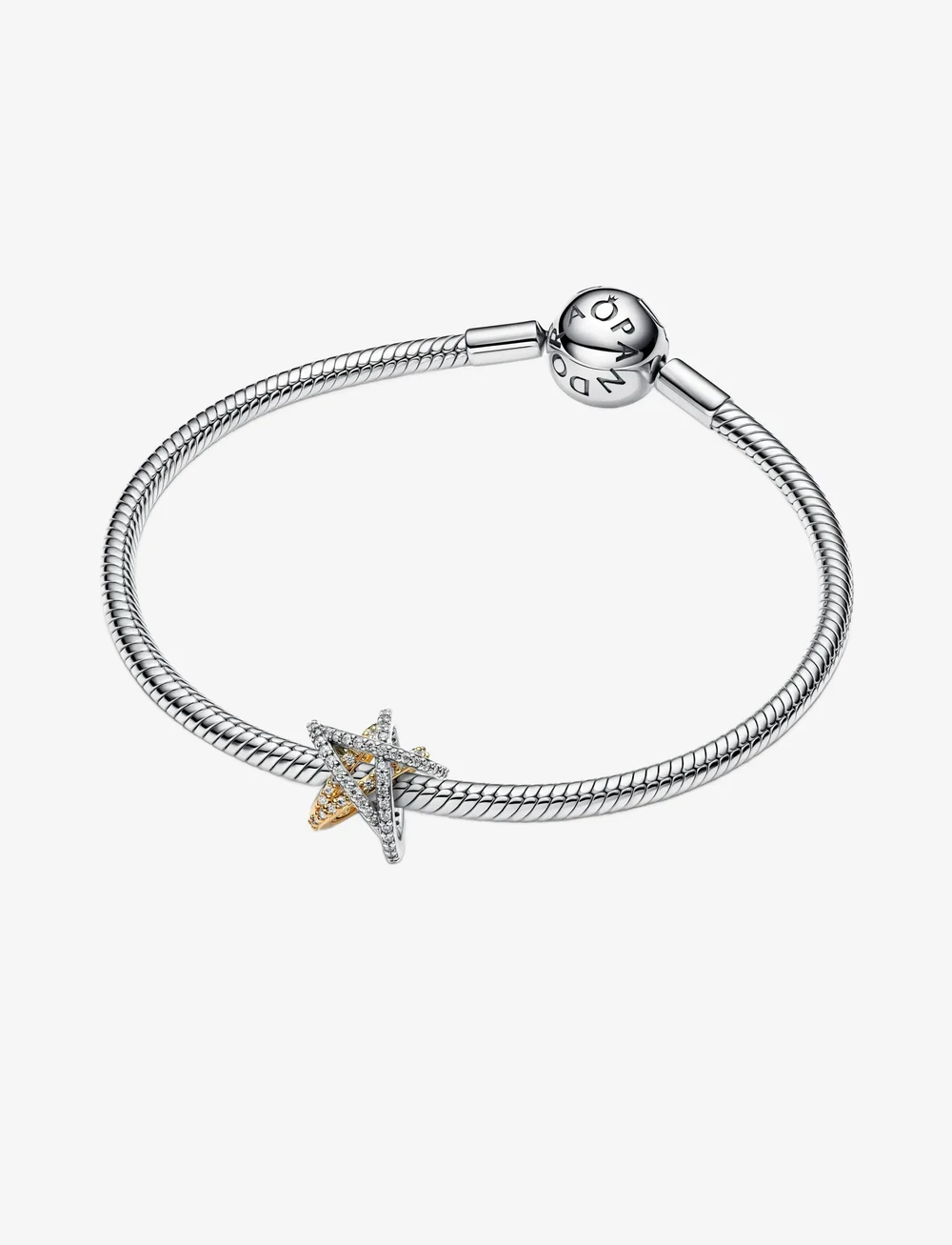 Pandora - Star sterling silver and 14k gold-plated charm with clear cubic zirconia - pendentifs - clear - 2