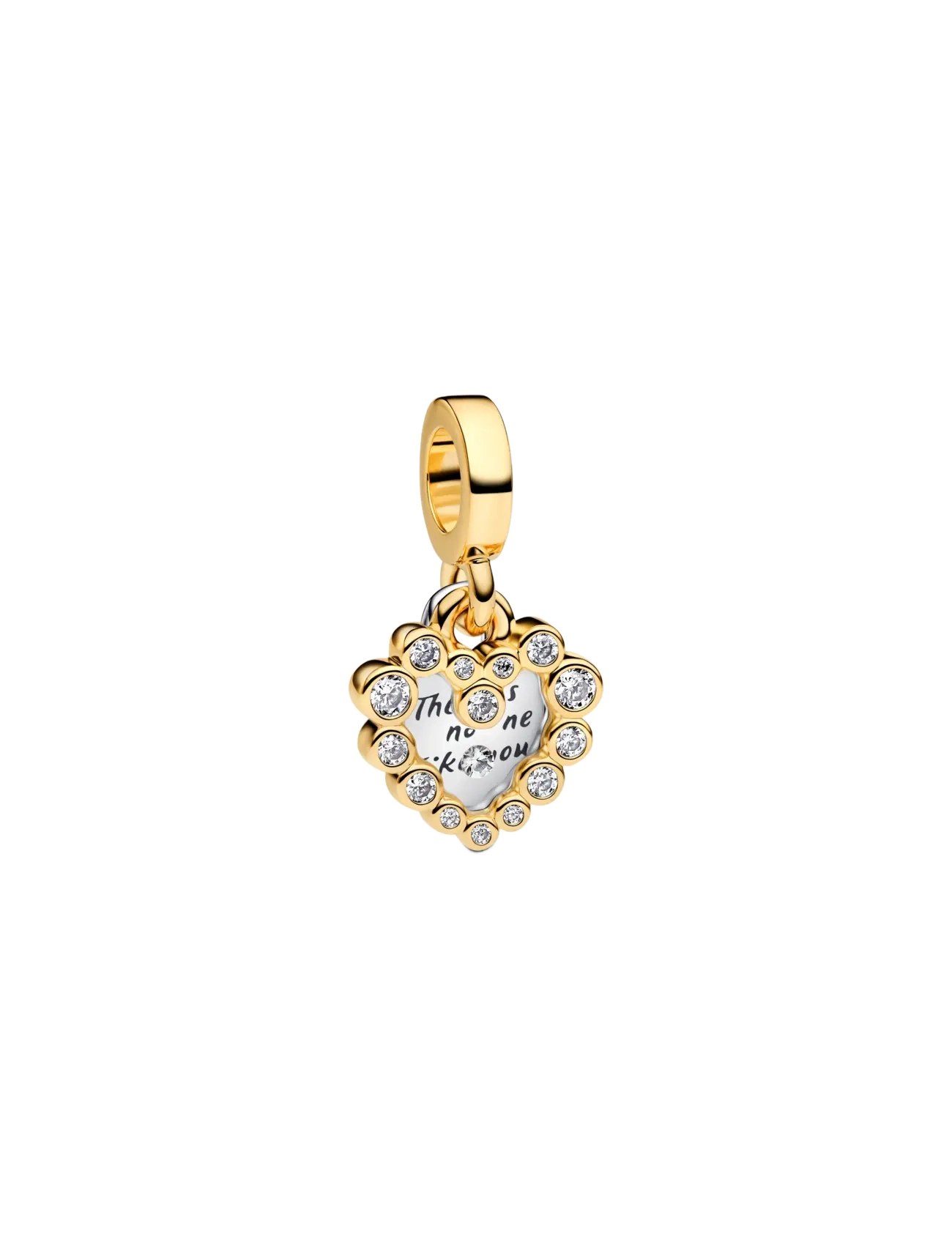 Pandora Heart sterling silver and 14k gold-plated double dangle with clear cubic zirconia and transparent re - Charms - CLEAR / undefined