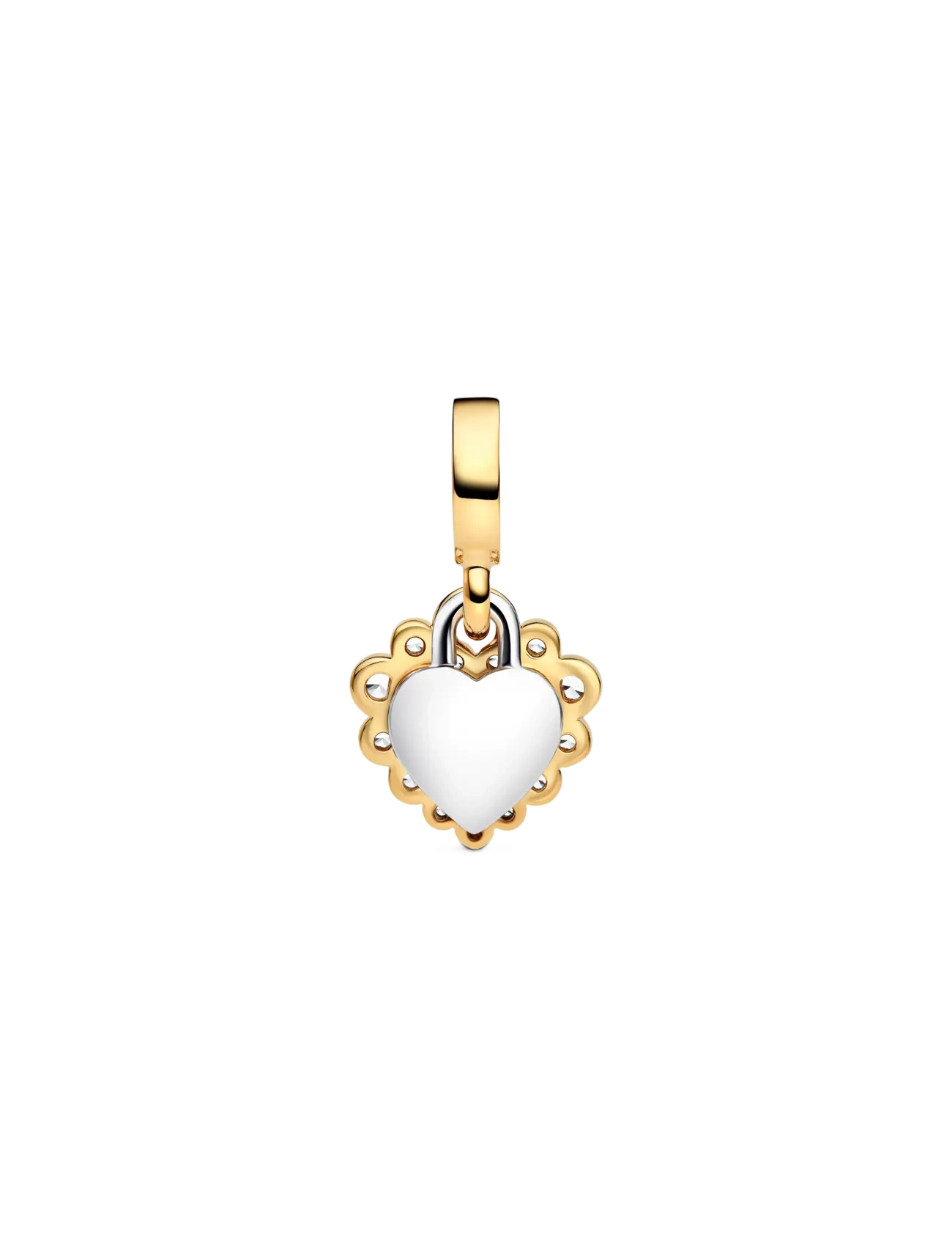 Pandora - Heart sterling silver and 14k gold-plated double dangle with clear cubic zirconia and transparent re - clear - 2