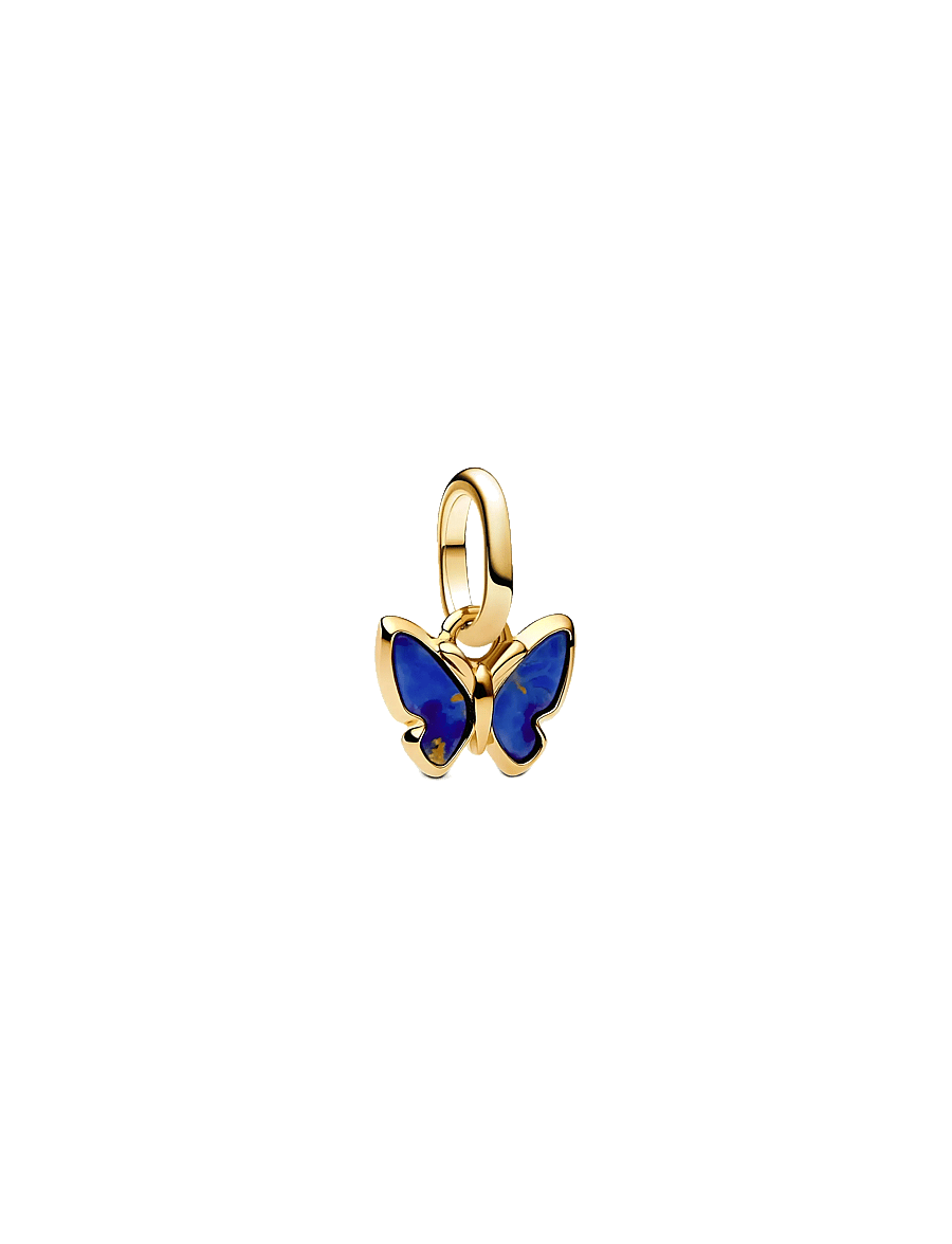 Pandora - Butterfly 14k gold-plated mini dangle with imitation lapis lazulli - pendentifs - blue - 1