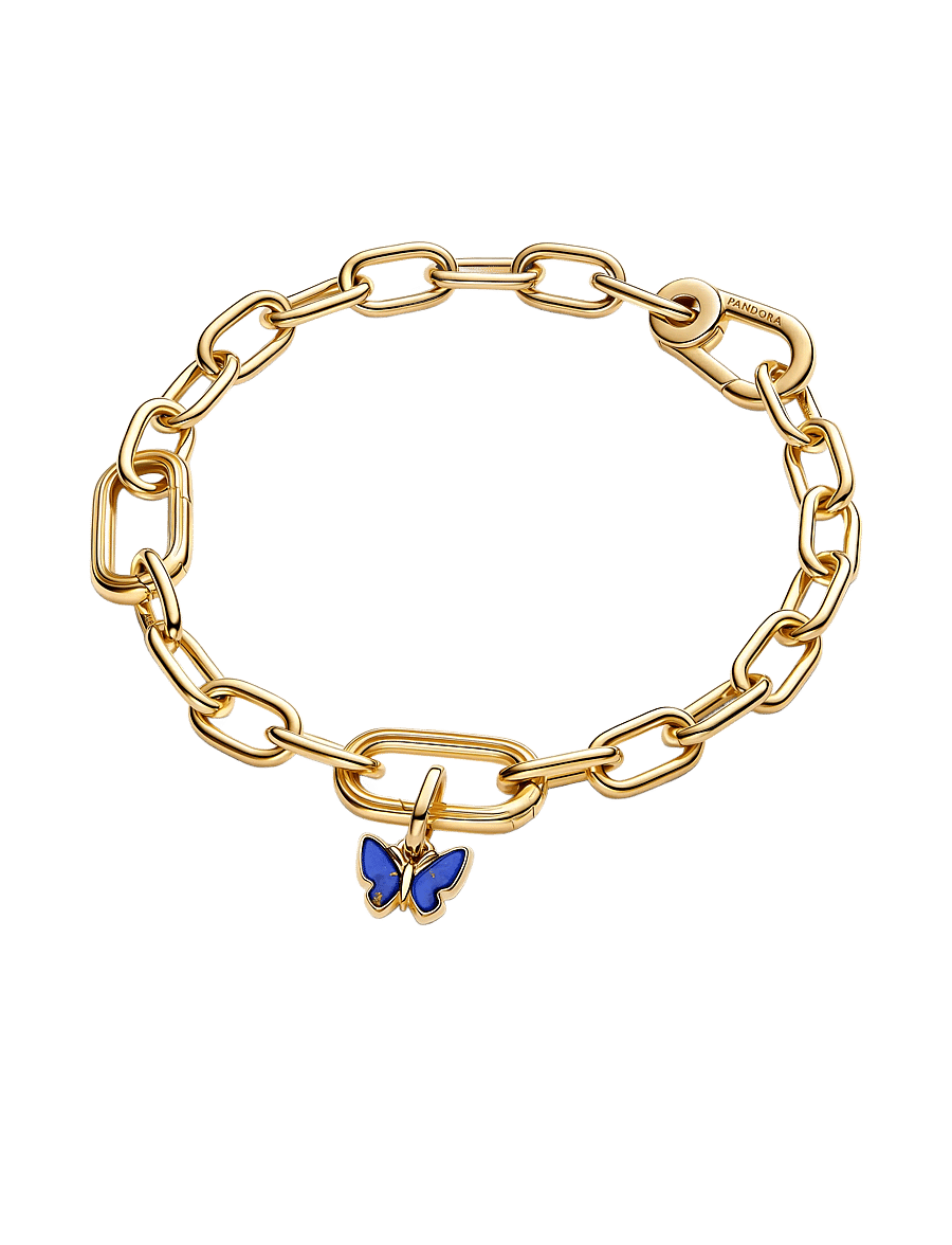 Pandora - Butterfly 14k gold-plated mini dangle with imitation lapis lazulli - pendentifs - blue - 3