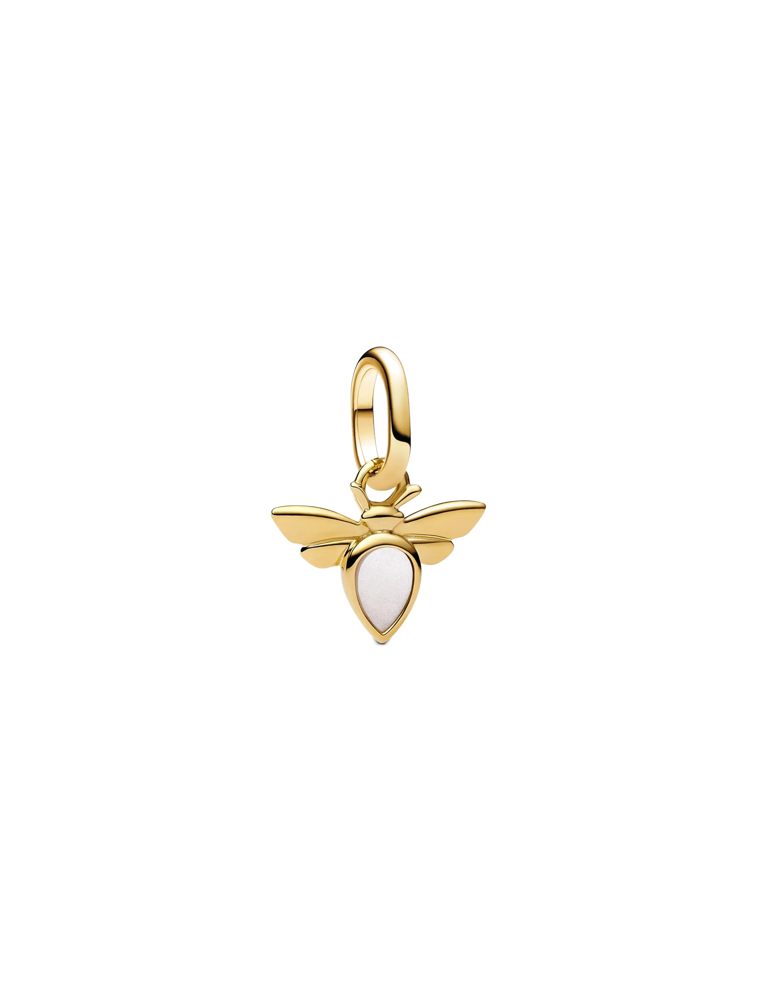 Pandora Bee 14k gold-plated mini dangle with white bioresin man-made mother of pearl - Charms - WHITE / gold