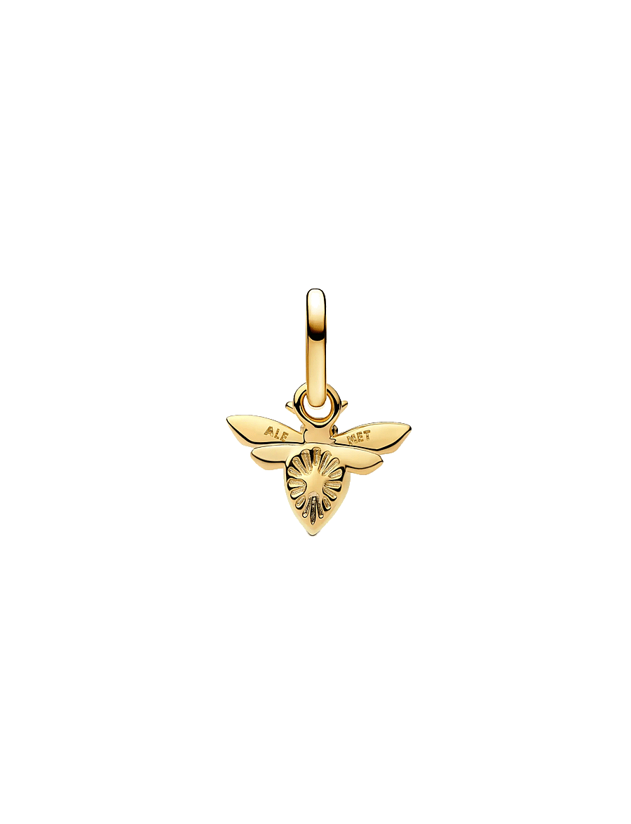 Pandora - Bee 14k gold-plated mini dangle with white bioresin man-made mother of pearl - anhänger - white - 2