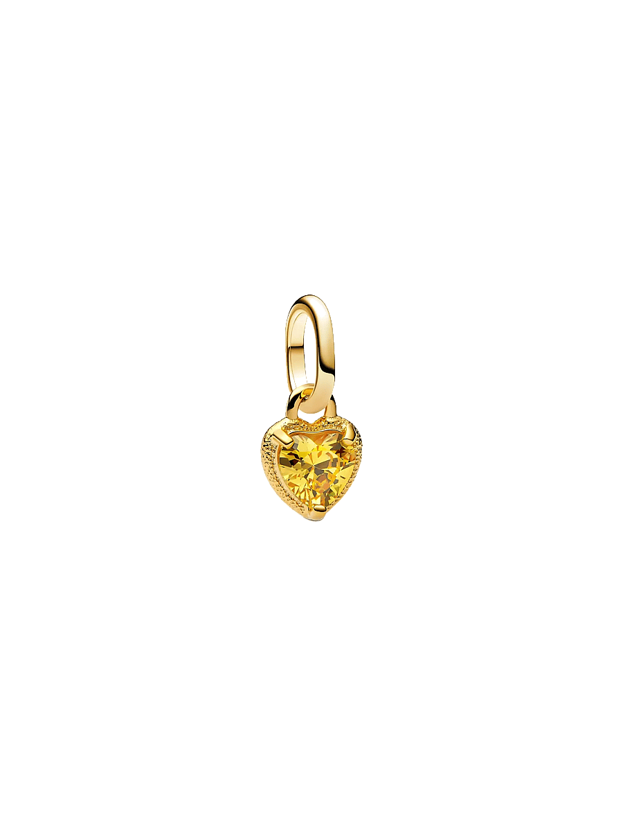 Pandora - Heart 14k gold-plated mini dangle with yellow cubic zirconia - vedhæng - yellow - 1