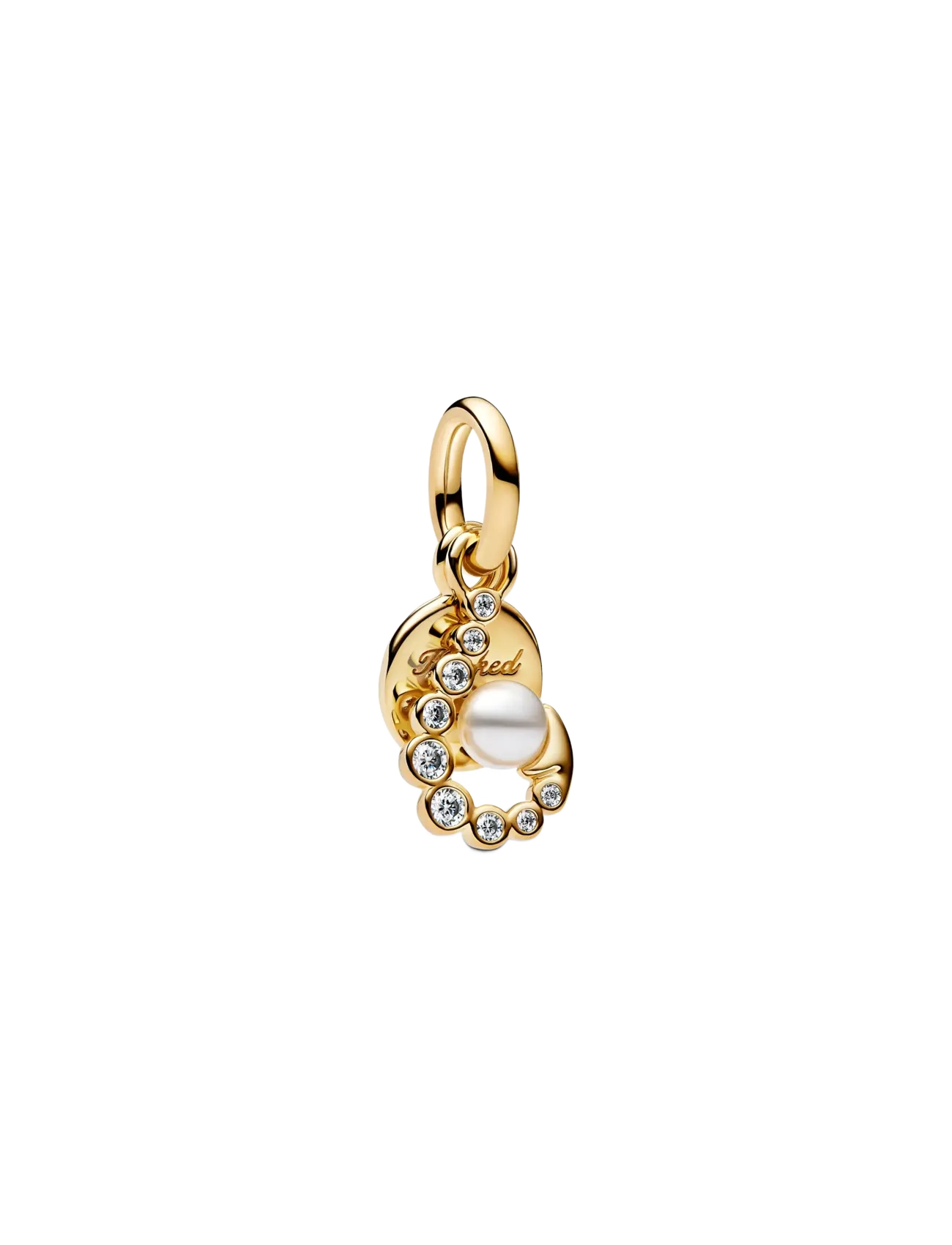 Pandora Hook 14k gold-plated double dangle with white lacquered artificial pearl and clear cubic zirconia - Accessories - WHITE / gold