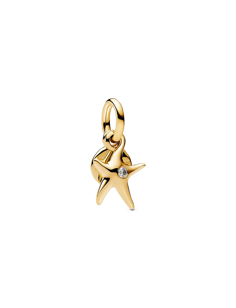 Pandora - Starfish 14k gold-plated double dangle with clear cubic zirconia - pendants - clear - 1