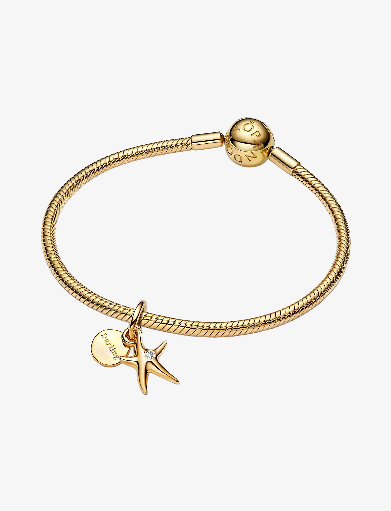 Pandora - Starfish 14k gold-plated double dangle with clear cubic zirconia - vedhæng - clear - 3