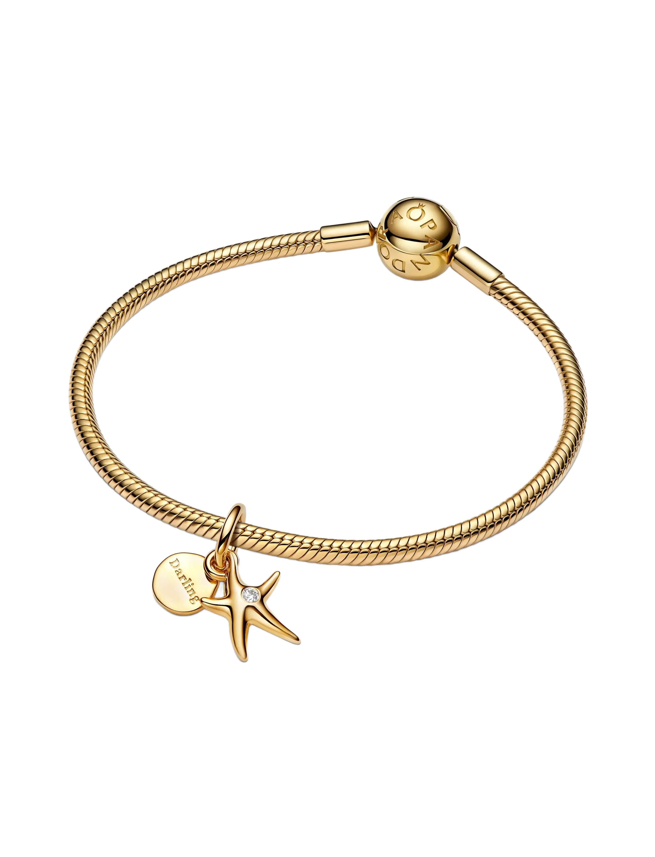 Pandora - Starfish 14k gold-plated double dangle with clear cubic zirconia - anhänger - clear - 3