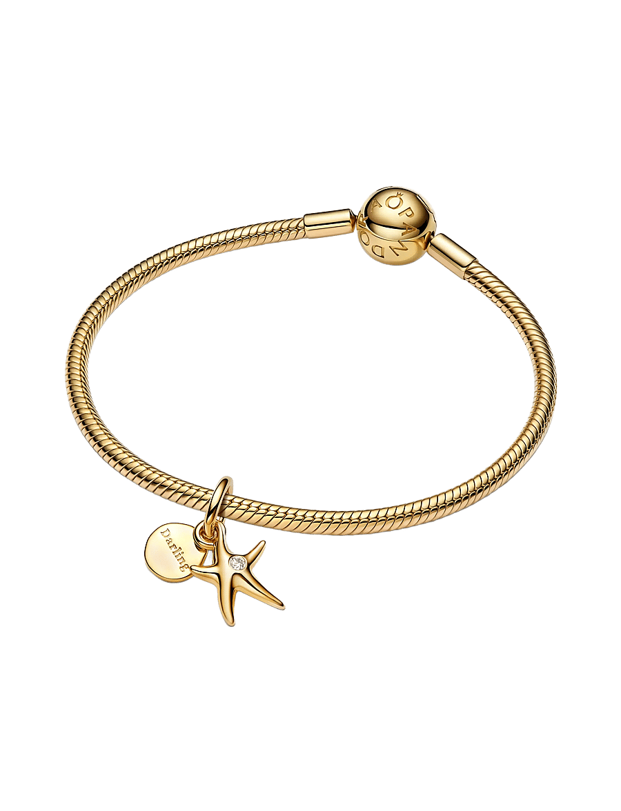 Pandora - Starfish 14k gold-plated double dangle with clear cubic zirconia - pendants - clear - 3