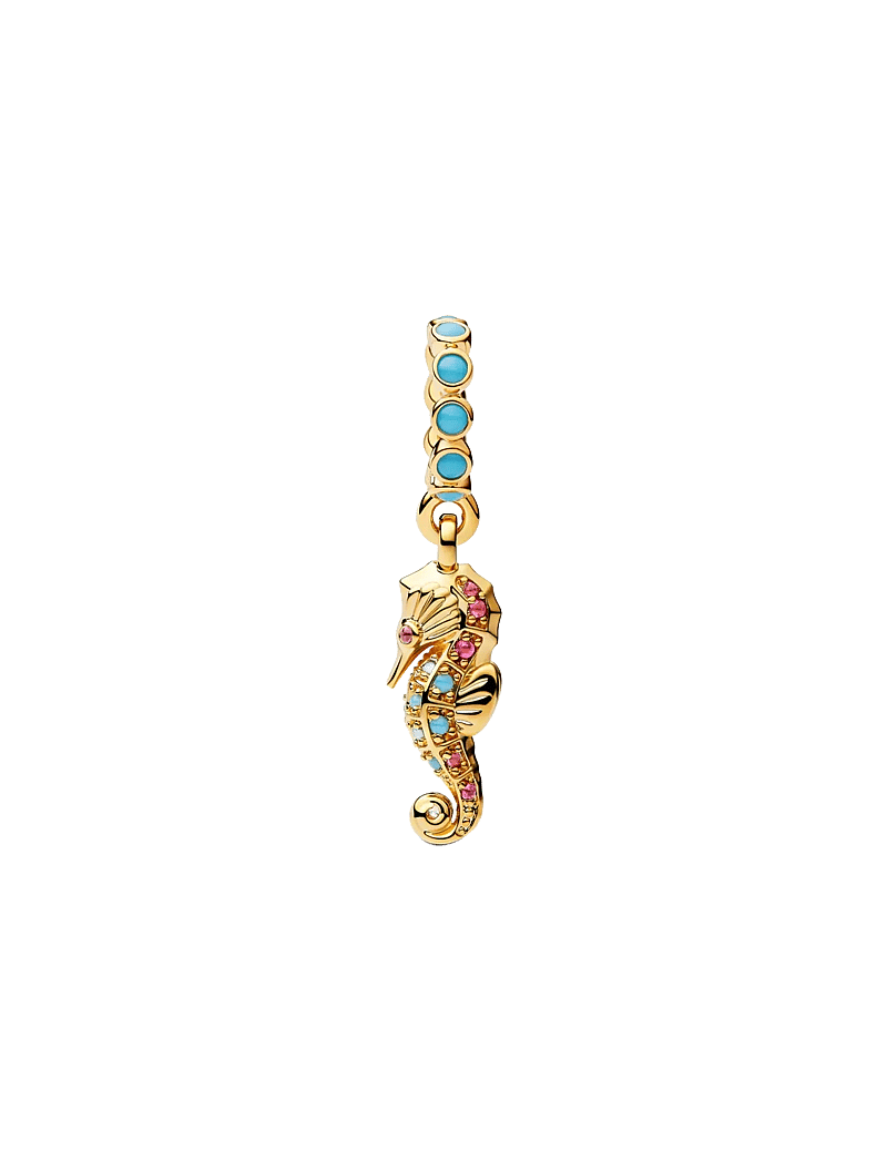 Pandora - Seahorse 14k gold-plated dangle with clear cubic zirconia, capri blue crystal and phlox pink crystal - anhänger - turquoise - 1