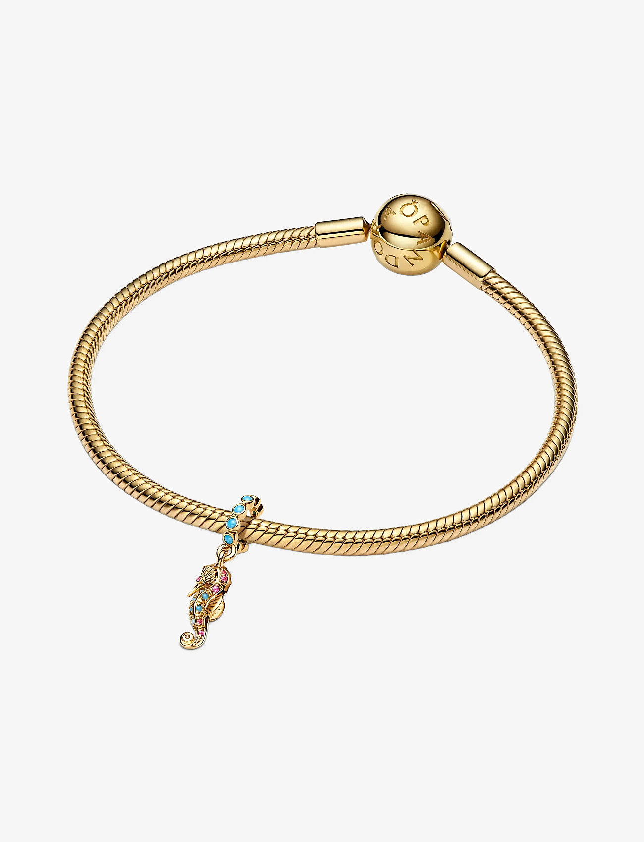 Pandora - Seahorse 14k gold-plated dangle with clear cubic zirconia, capri blue crystal and phlox pink crystal - anhänger - turquoise - 2