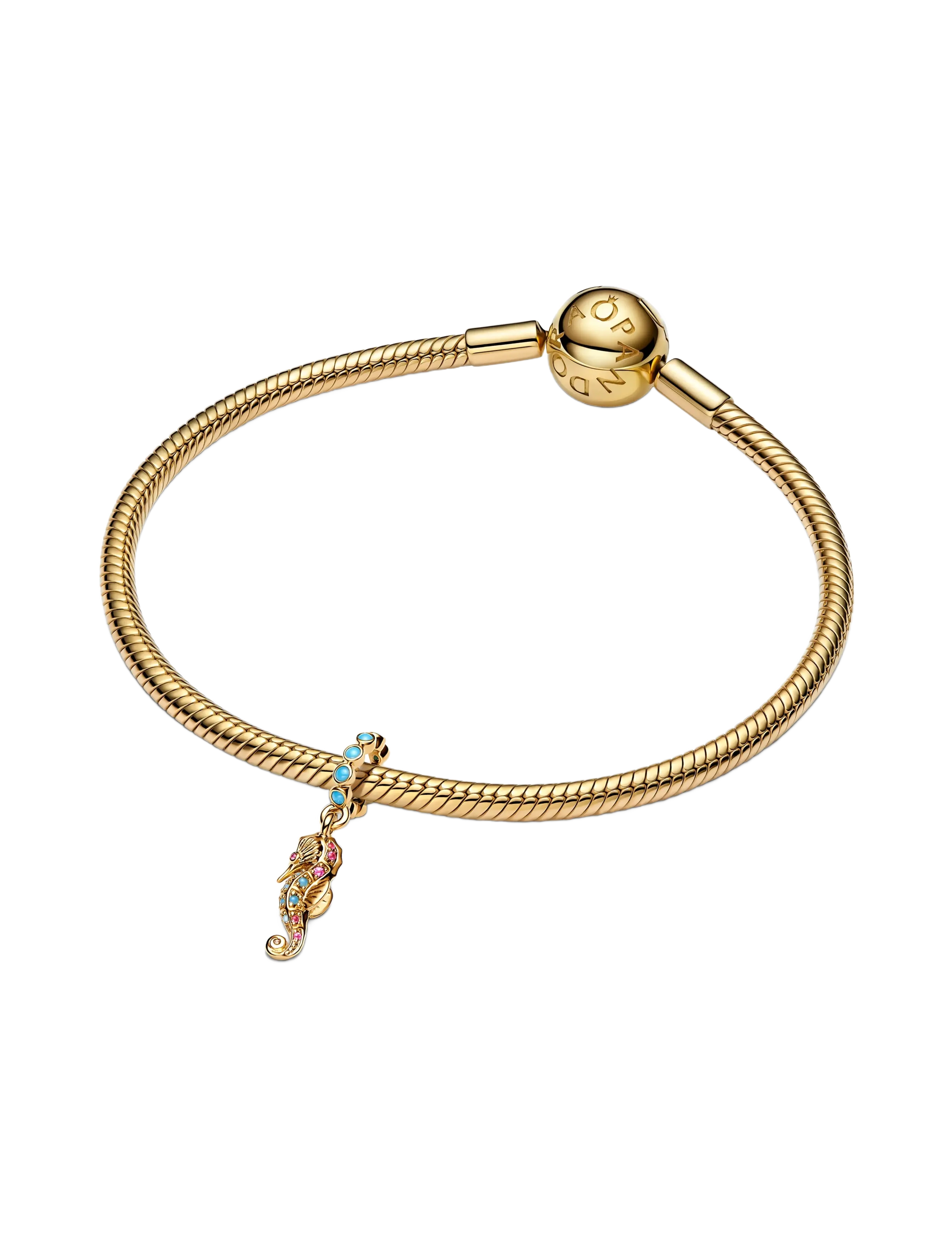 Pandora - Seahorse 14k gold-plated dangle with clear cubic zirconia, capri blue crystal and phlox pink crystal - pendentifs - turquoise - 2