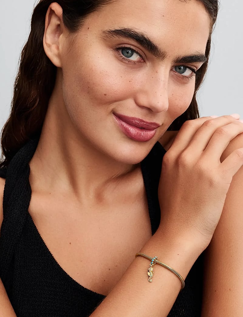 Pandora - Seahorse 14k gold-plated dangle with clear cubic zirconia, capri blue crystal and phlox pink crystal - anhänger - turquoise - 0