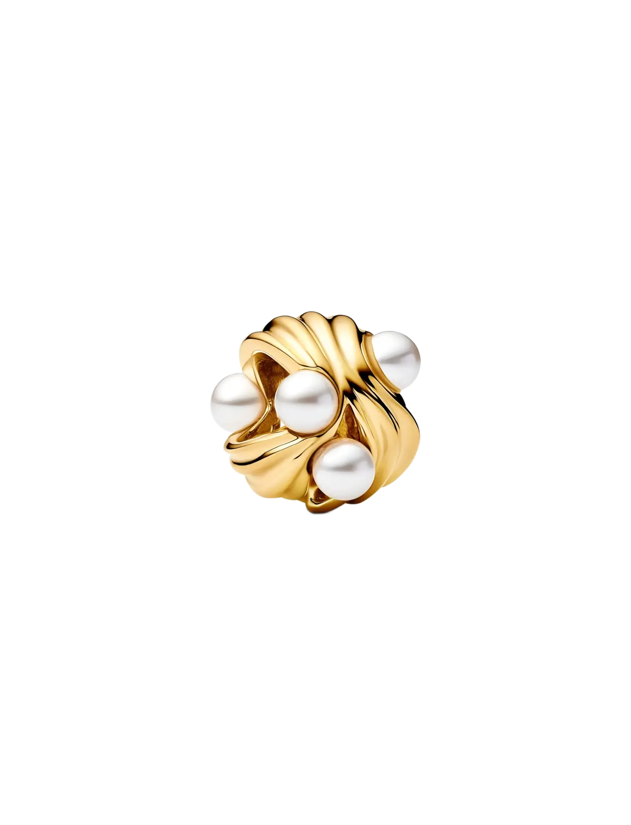 14k gold-plated charm with white lacquered artificial pearl - WHITE