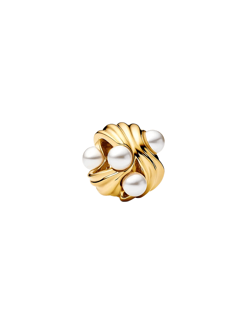 Pandora - 14k gold-plated charm with white lacquered artificial pearl - hängen & berlocker - white - 1