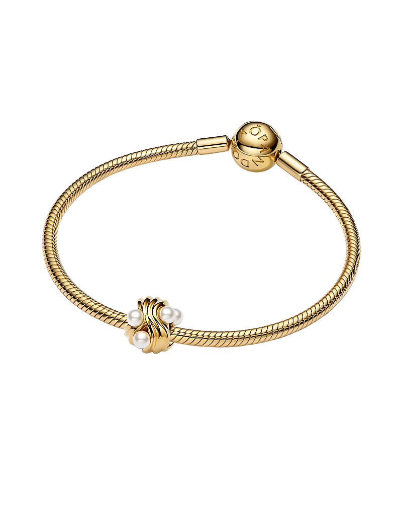 Pandora - 14k gold-plated charm with white lacquered artificial pearl - hängen & berlocker - white - 2
