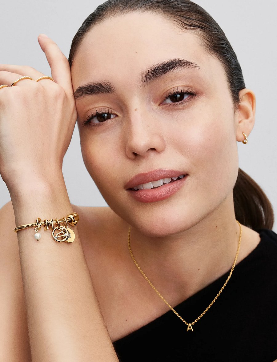 Pandora - Letter A 14k gold-plated charm - anhänger - no color - 3