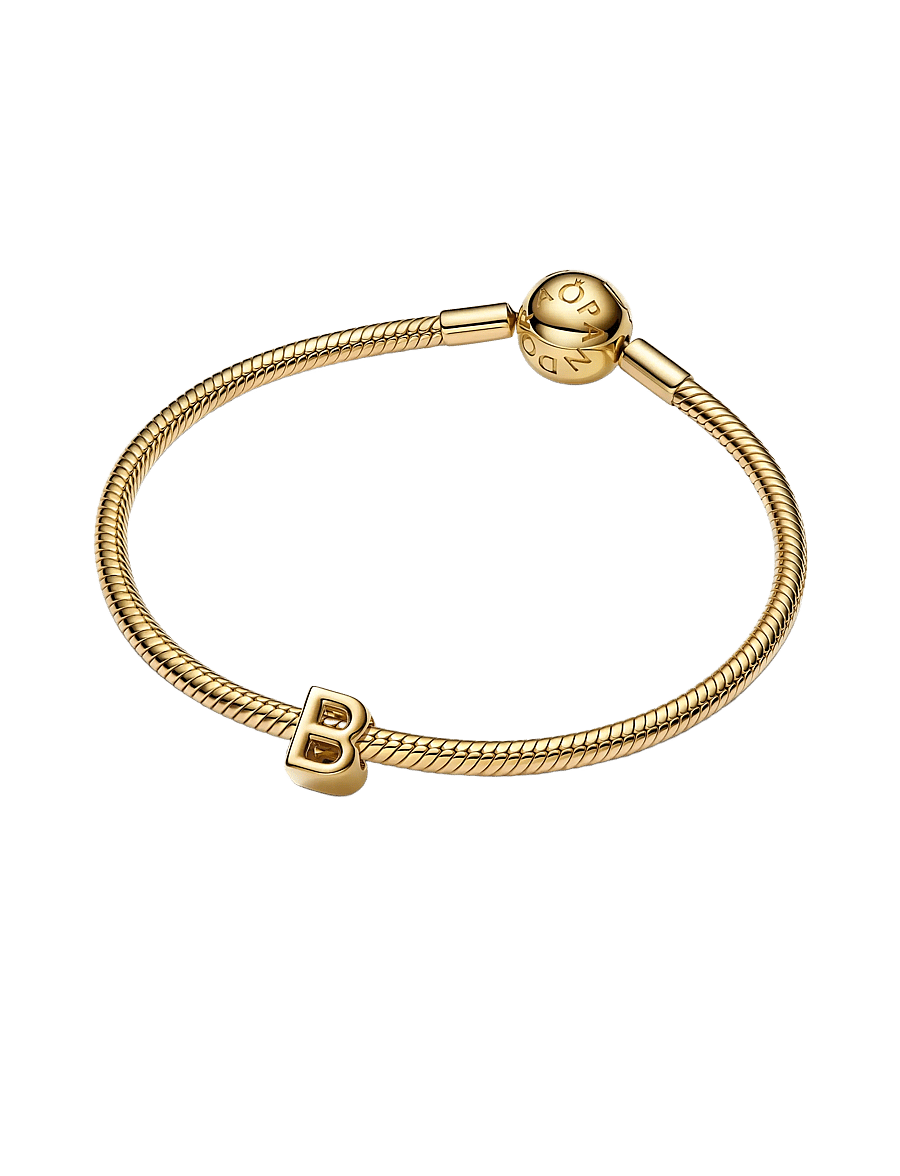Pandora - Letter B 14k gold-plated charm - vedhæng - no color - 2
