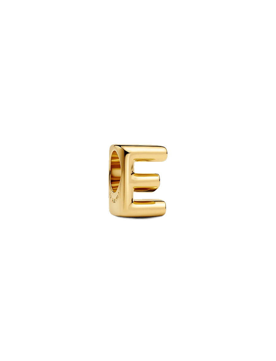 Pandora - Letter E 14k gold-plated charm - vedhæng - no color - 1