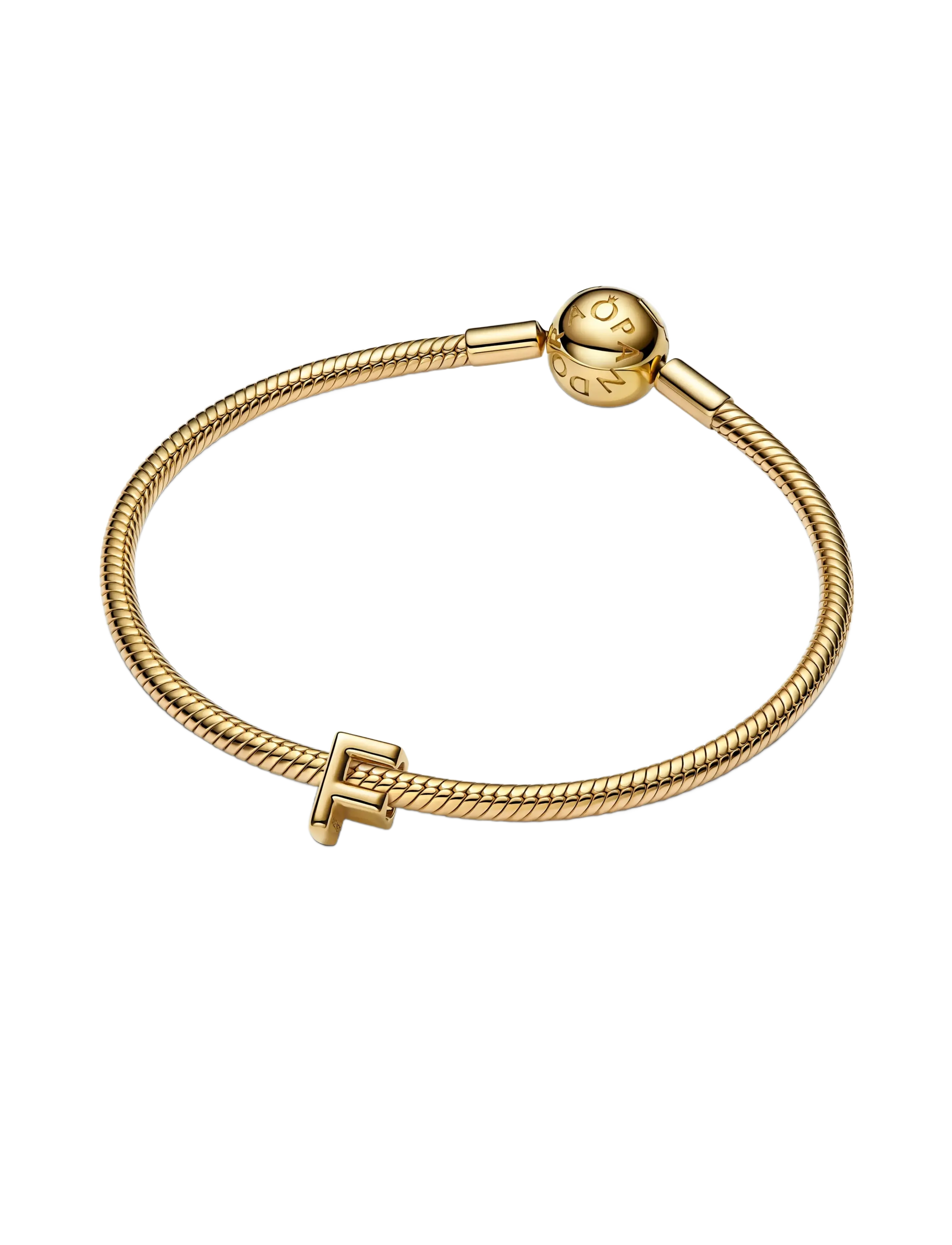 Pandora - Letter F 14k gold-plated charm - hängen & berlocker - no color - 2