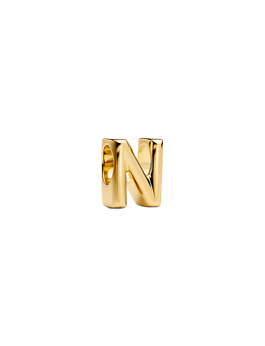 Pandora - Letter N 14k gold-plated charm - anhänger - no color - 1
