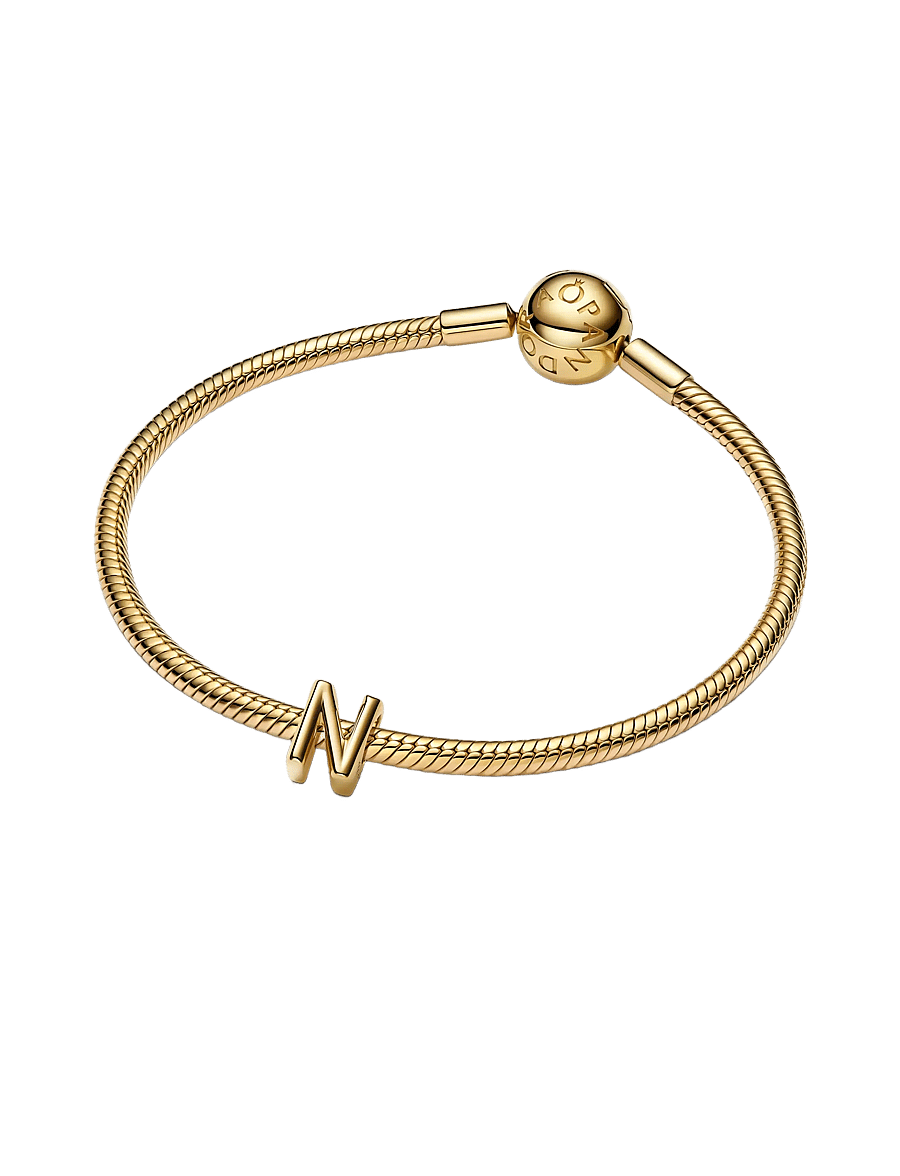 Pandora - Letter N 14k gold-plated charm - anhänger - no color - 2