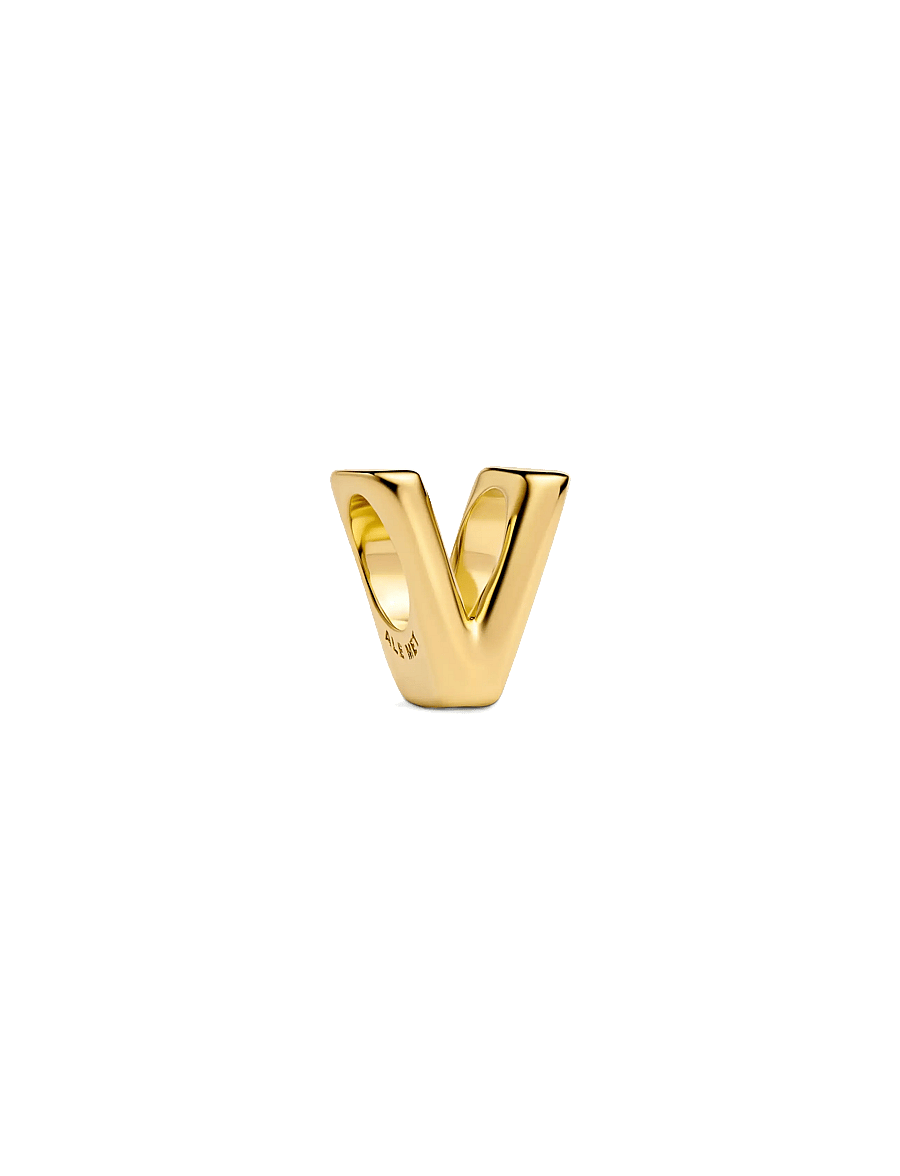Pandora - Letter V 14k gold-plated charm - riipukset - no color - 1