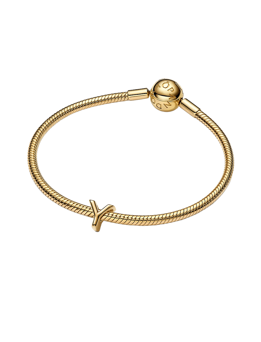 Pandora - Letter Y 14k gold-plated charm - vedhæng - no color - 2