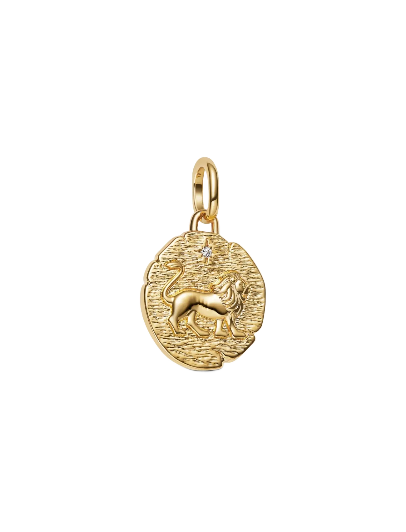Pandora Lion 14k gold-plated medallion with clear cubic zirconia - Charms - CLEAR / undefined