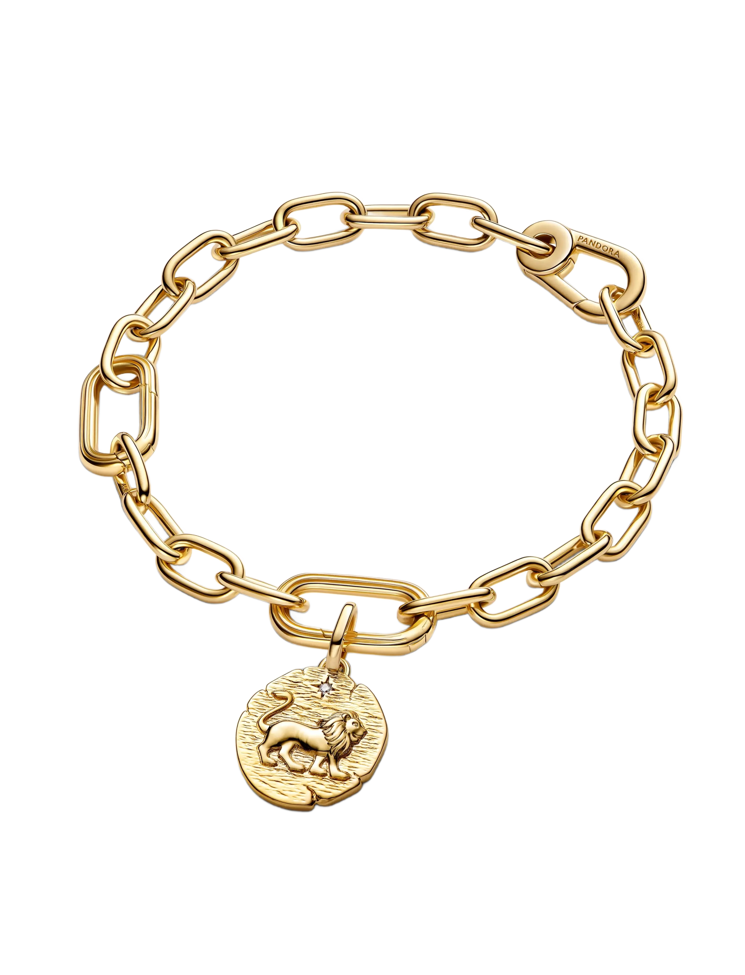 Pandora - Lion 14k gold-plated medallion with clear cubic zirconia - anhänger - clear - 3
